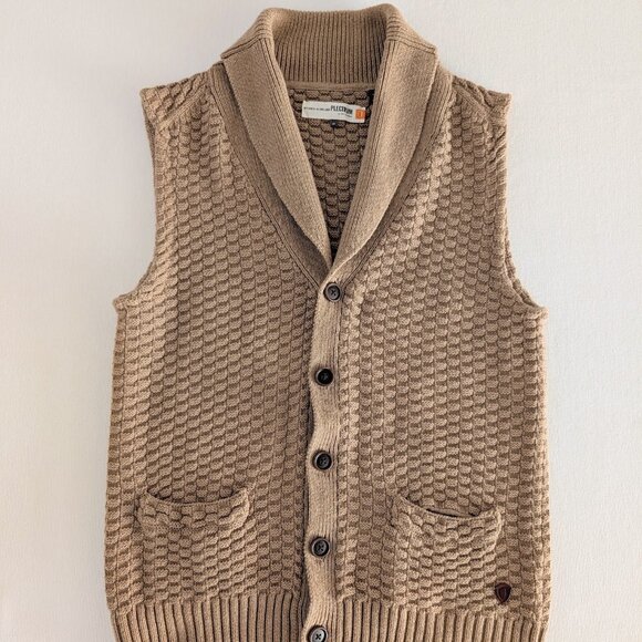 100% Cotton Chunky Knit Brown Sweater Cardigan Shawl Collar Ben Sherman SzM - Picture 1 of 6